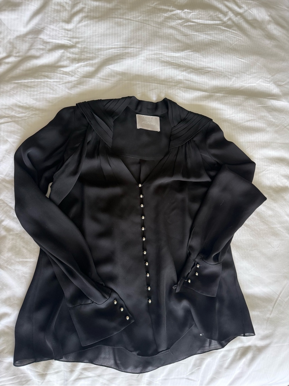 Jason Wu Black Silk Button-Front Blouse